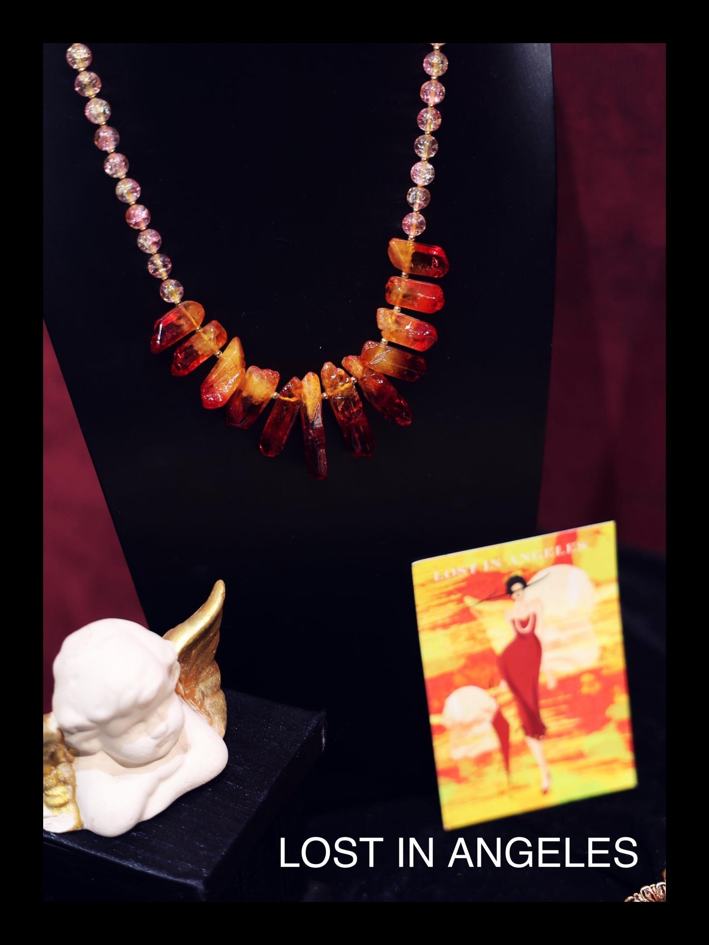 Fire Recovery Crystal Necklace: Handcrafted Red Tusk Jewelry