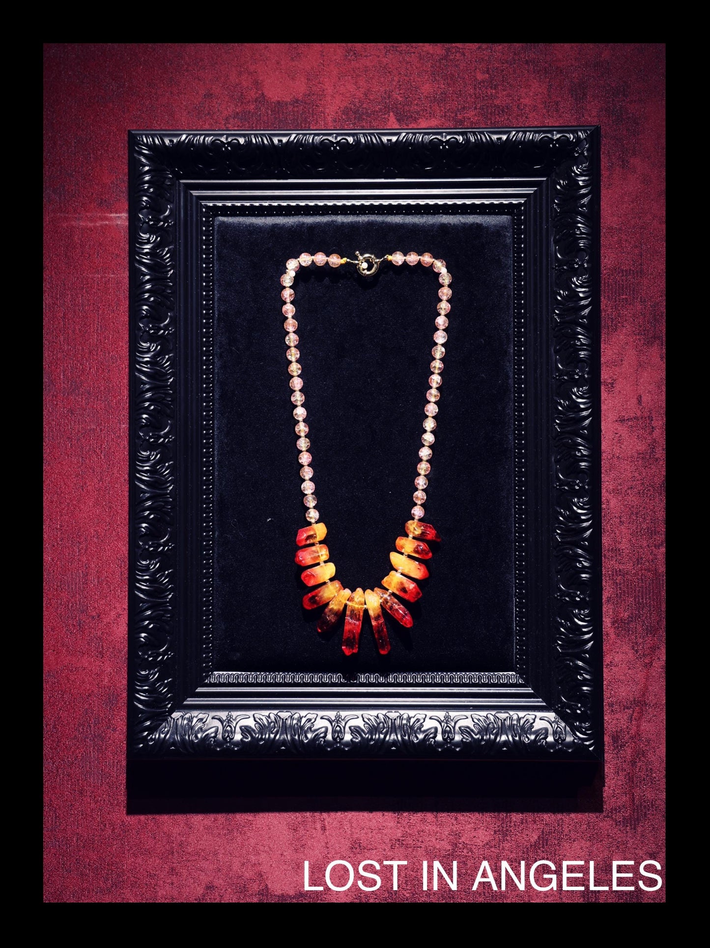 Fire Recovery Crystal Necklace: Handcrafted Red Tusk Jewelry