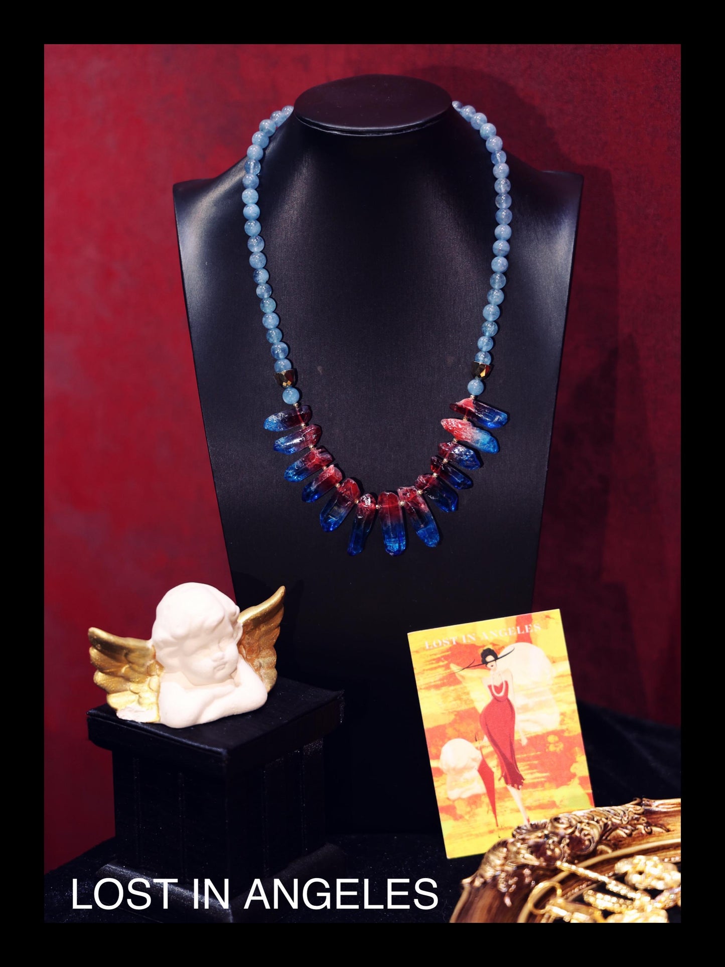 Fire Recovery Crystal Necklace: Handcrafted Red Tusk Jewelry