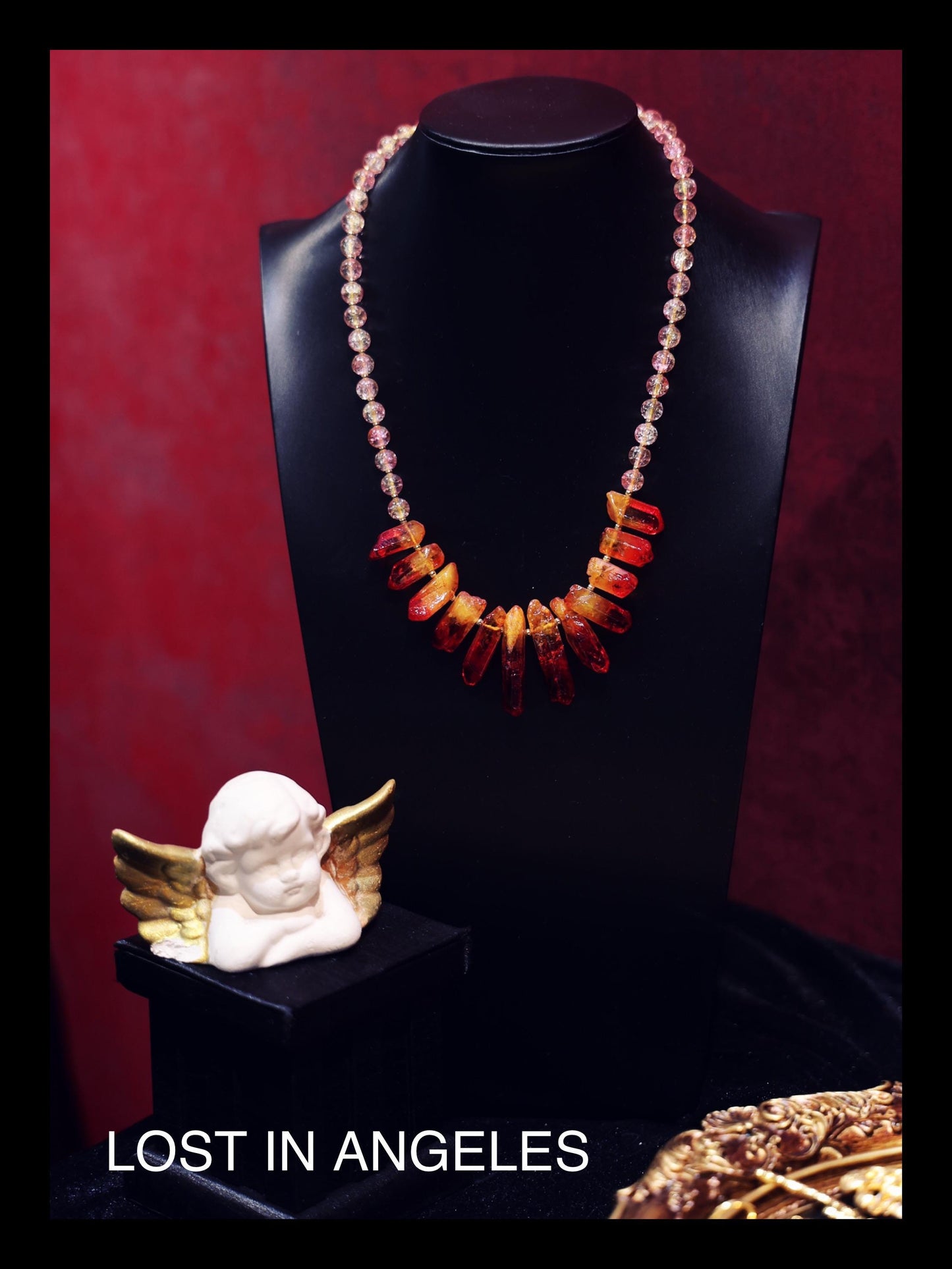 Fire Recovery Crystal Necklace: Handcrafted Red Tusk Jewelry