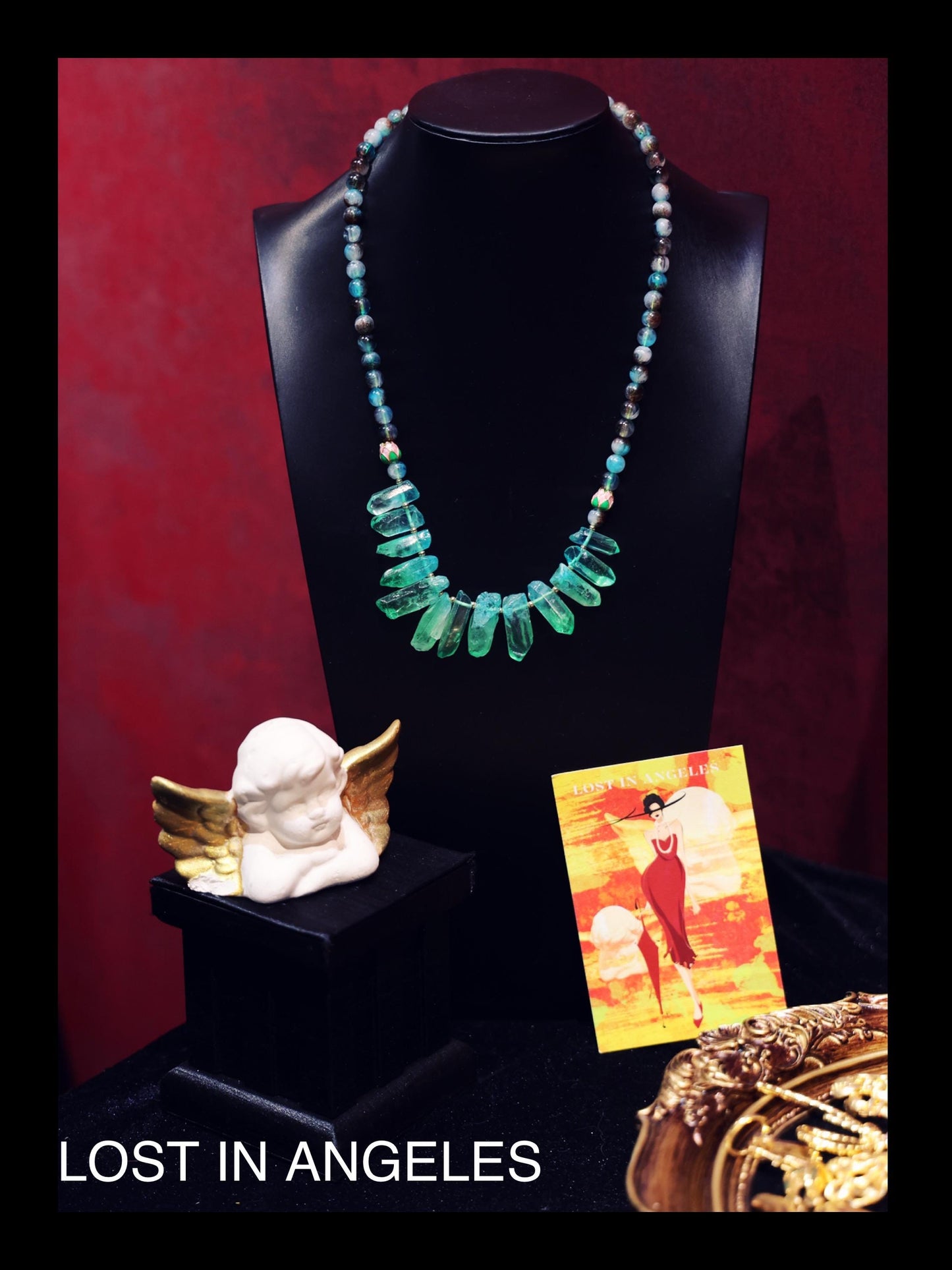 Fire Recovery Crystal Necklace: Handcrafted Red Tusk Jewelry