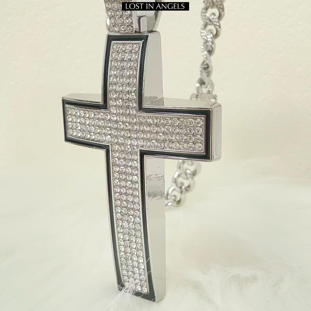 Iced Out Cross Pendant: Silver Cuban Link Chain, Hip Hop Jewelry
