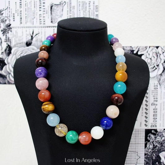 Handmade Multi-Gemstone Crystal Necklace: Reiki Charged Spiritual Jewelry