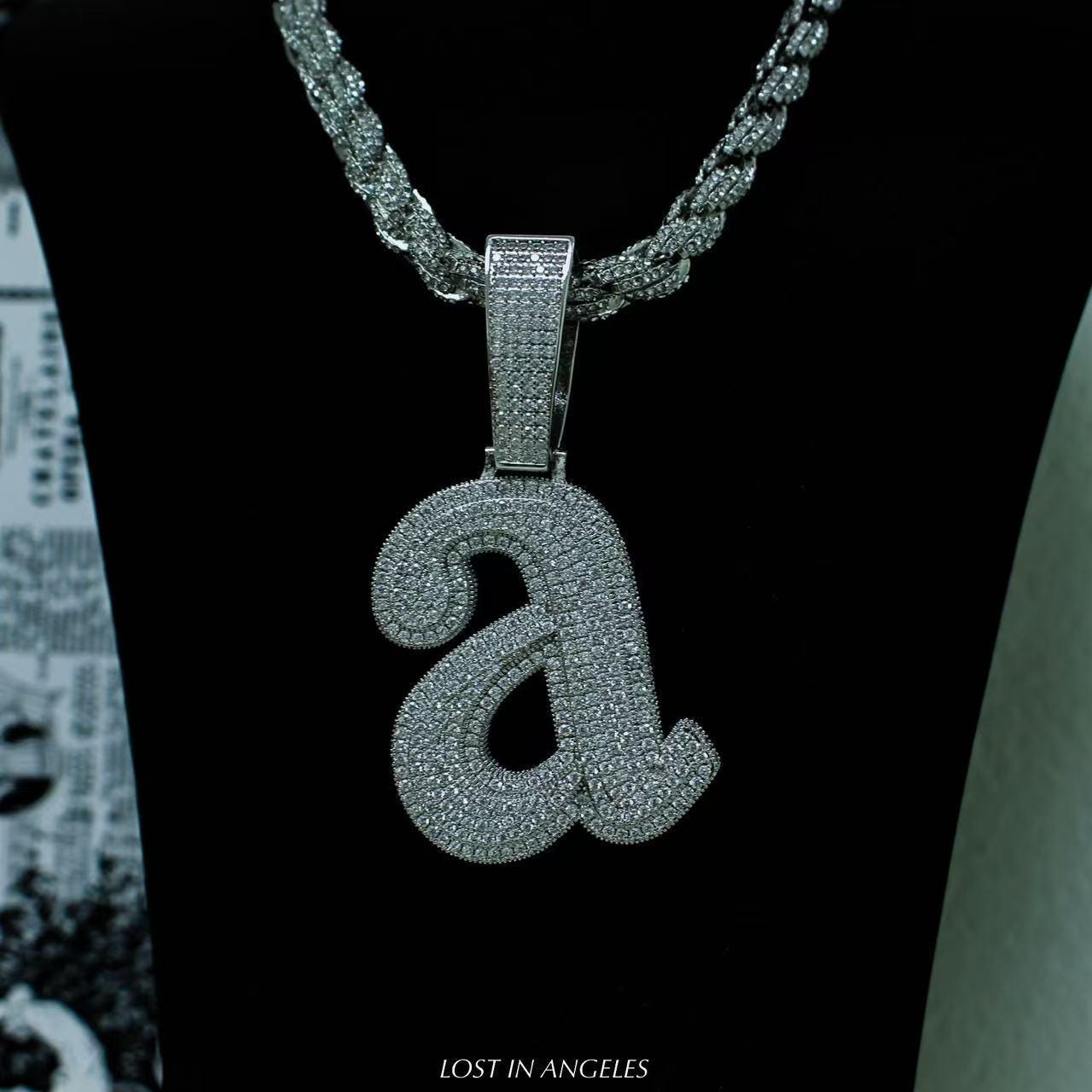 Iced Out Letter " a " Pendant Necklace: Kendrick Lamar Inspired Hip-Hop Chain