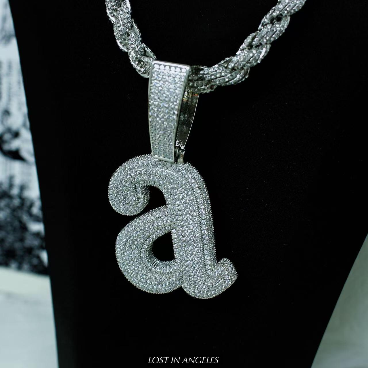 Iced Out Letter " a " Pendant Necklace: Kendrick Lamar Inspired Hip-Hop Chain