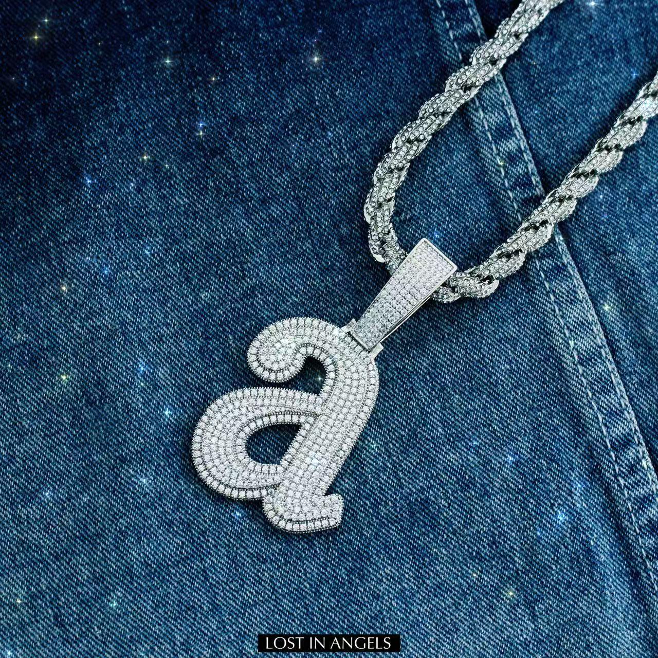 Iced Out Letter " a " Pendant Necklace: Kendrick Lamar Inspired Hip-Hop Chain