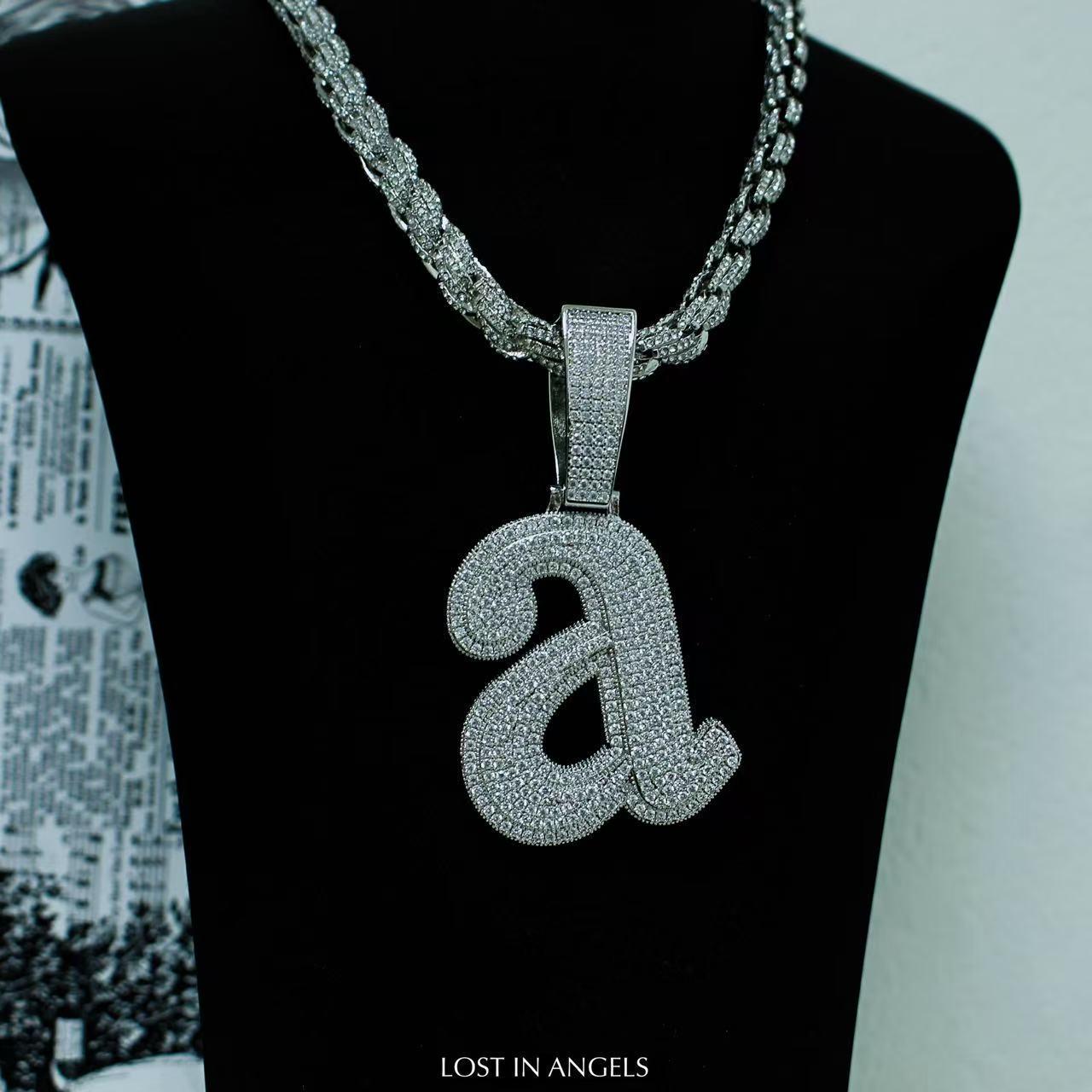 Iced Out Letter " a " Pendant Necklace: Kendrick Lamar Inspired Hip-Hop Chain