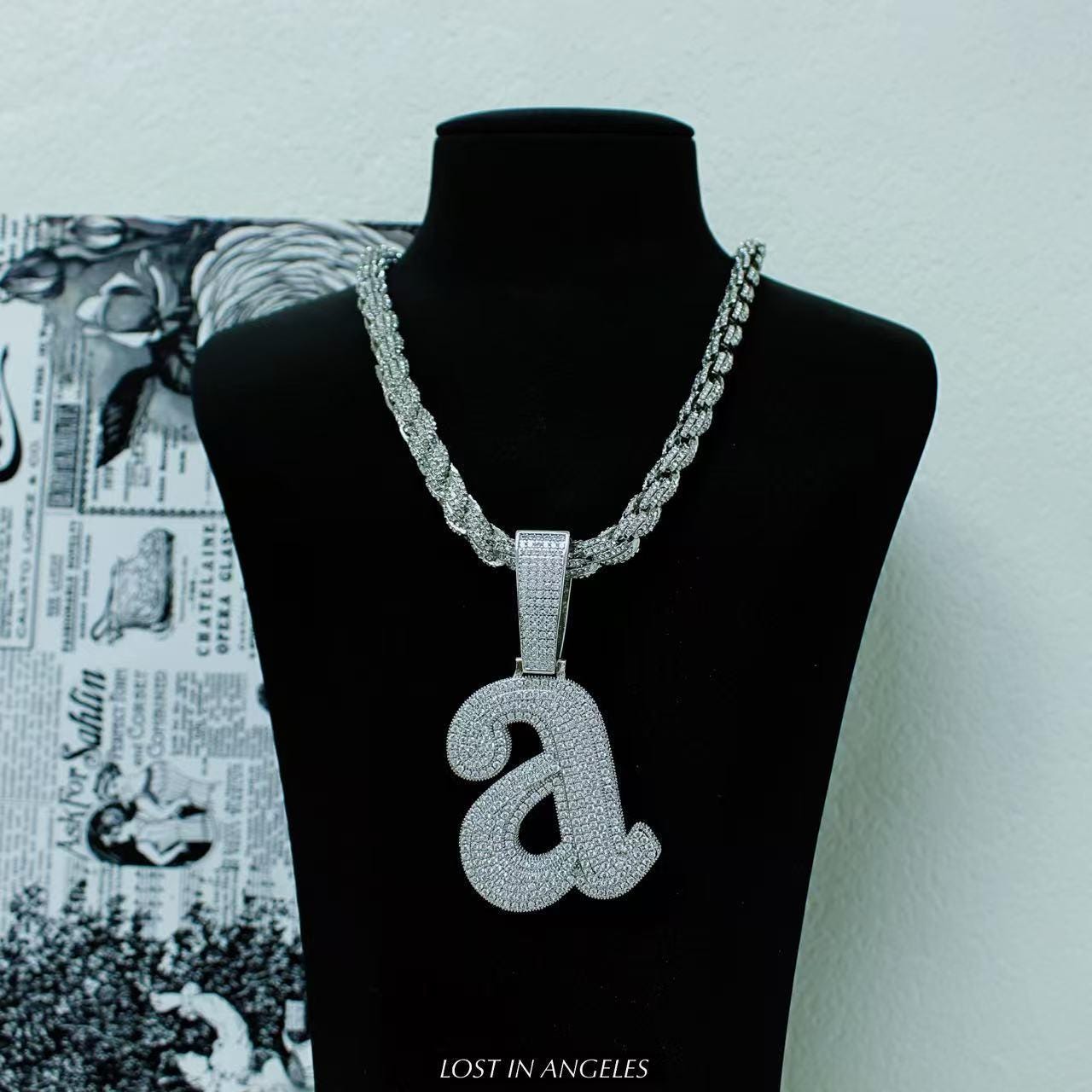 Iced Out Letter " a " Pendant Necklace: Kendrick Lamar Inspired Hip-Hop Chain
