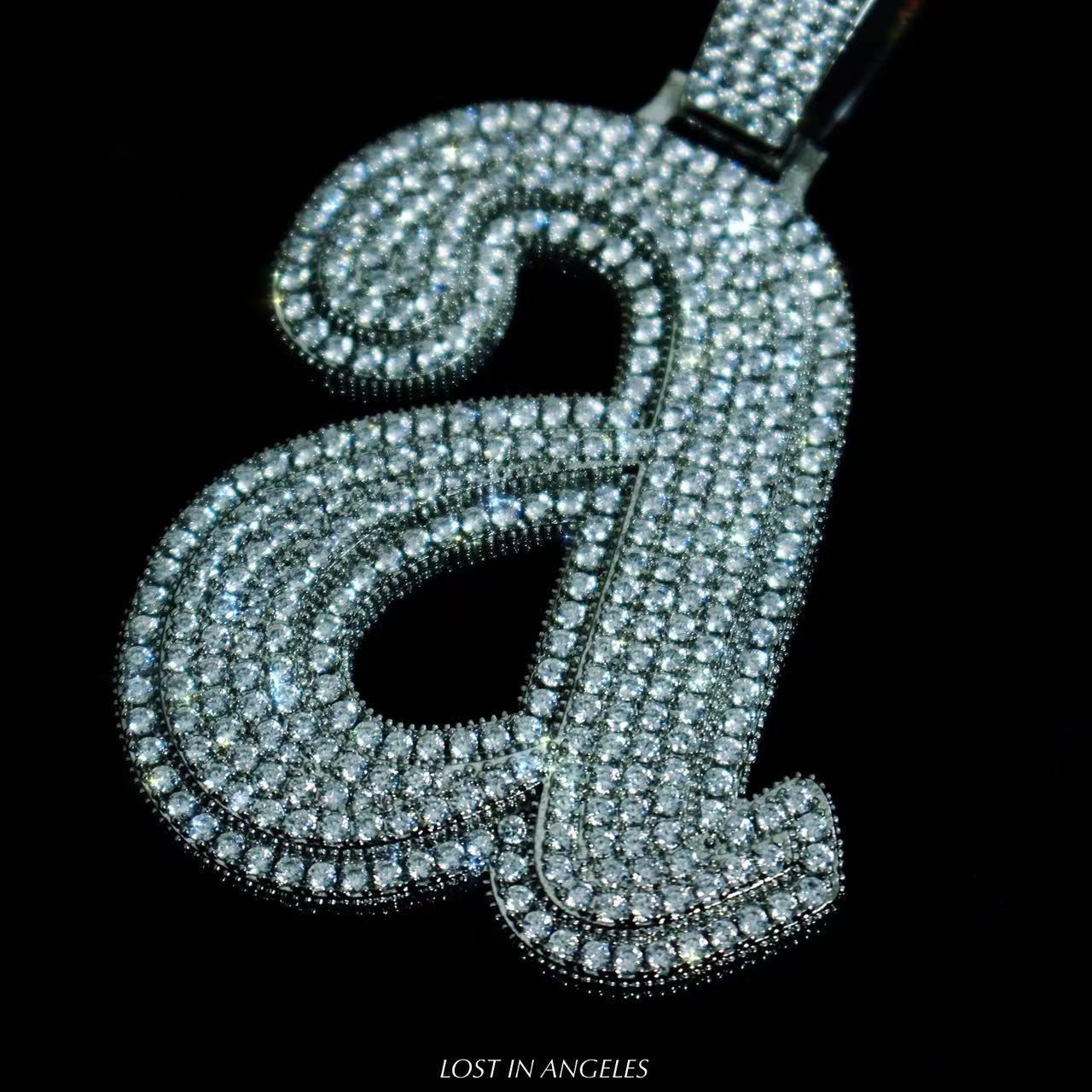 Iced Out Letter " a " Pendant Necklace: Kendrick Lamar Inspired Hip-Hop Chain