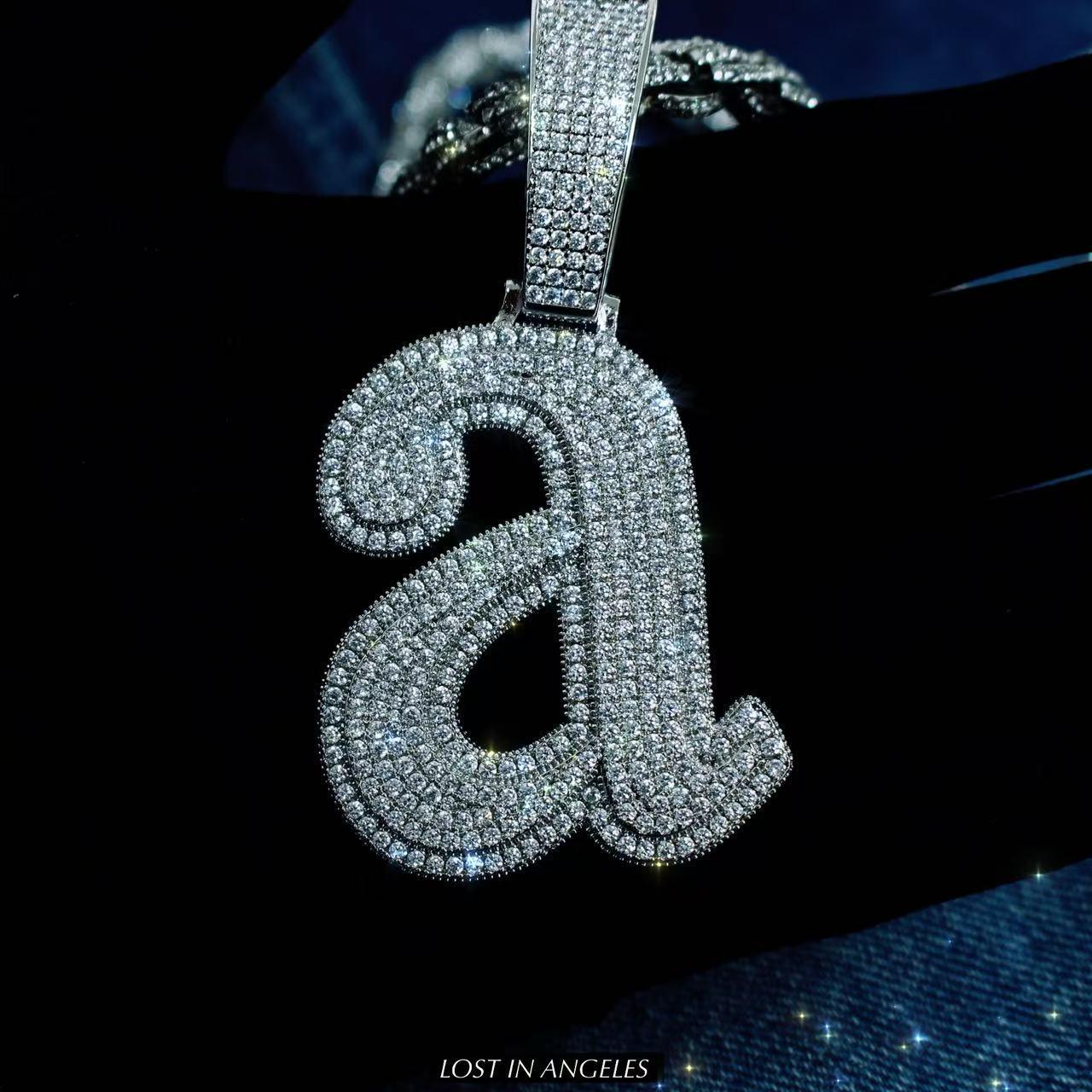 Iced Out Letter " a " Pendant Necklace: Kendrick Lamar Inspired Hip-Hop Chain
