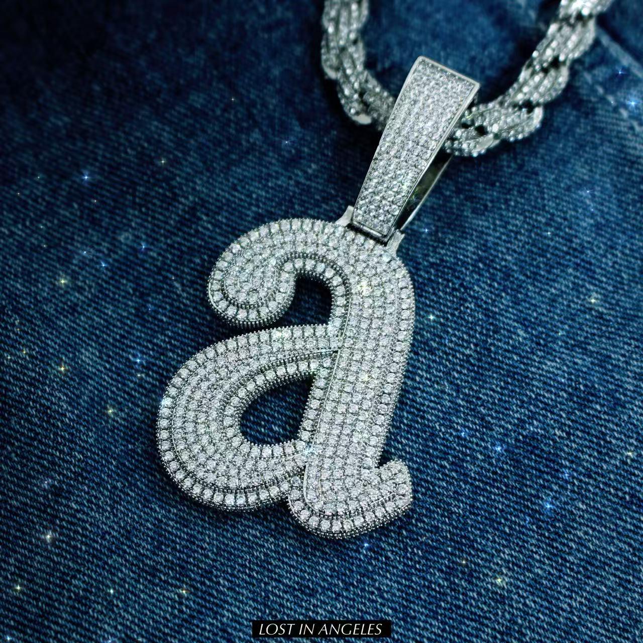 Iced Out Letter " a " Pendant Necklace: Kendrick Lamar Inspired Hip-Hop Chain