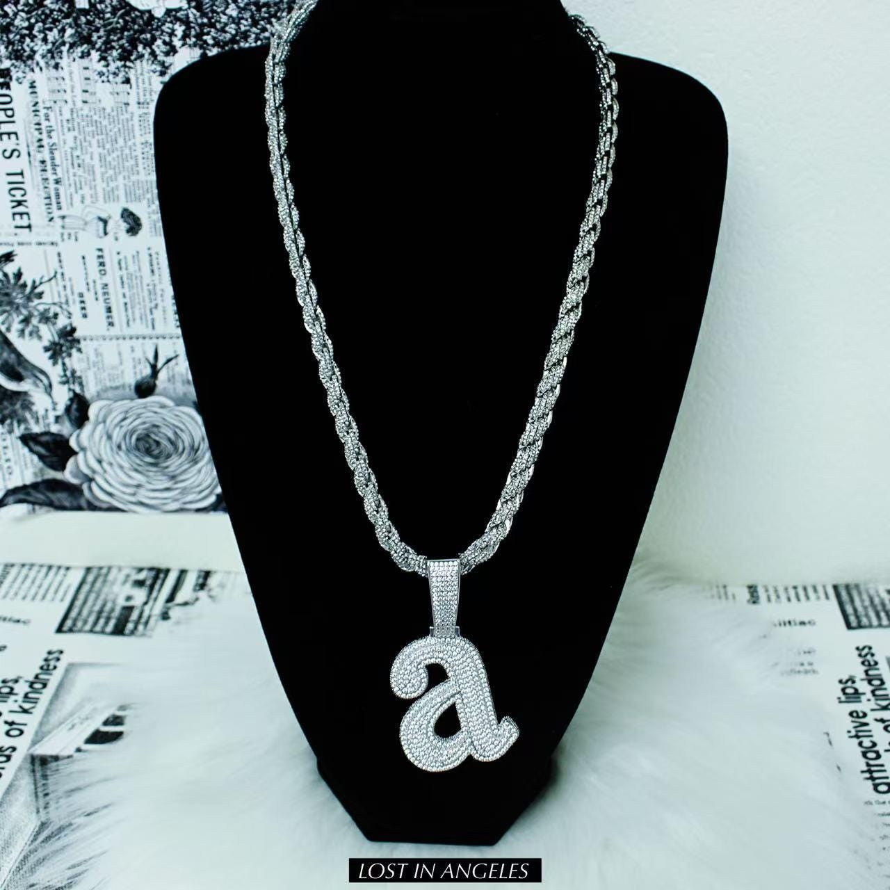 Iced Out Letter " a " Pendant Necklace: Kendrick Lamar Inspired Hip-Hop Chain