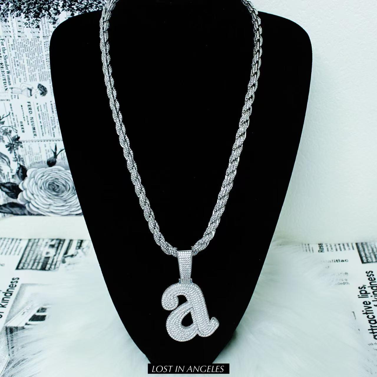 Iced Out Letter " a " Pendant Necklace: Kendrick Lamar Inspired Hip-Hop Chain