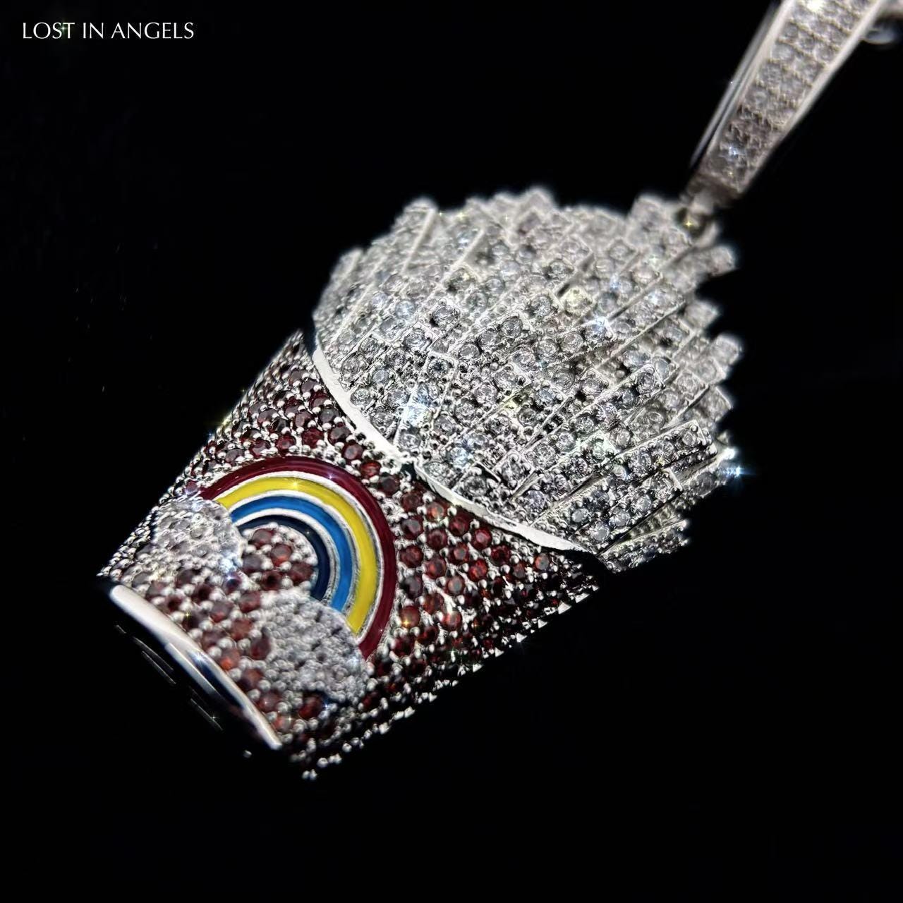 Bling French Fries Pendant Necklace: Hip Hop Y2K Jewelry