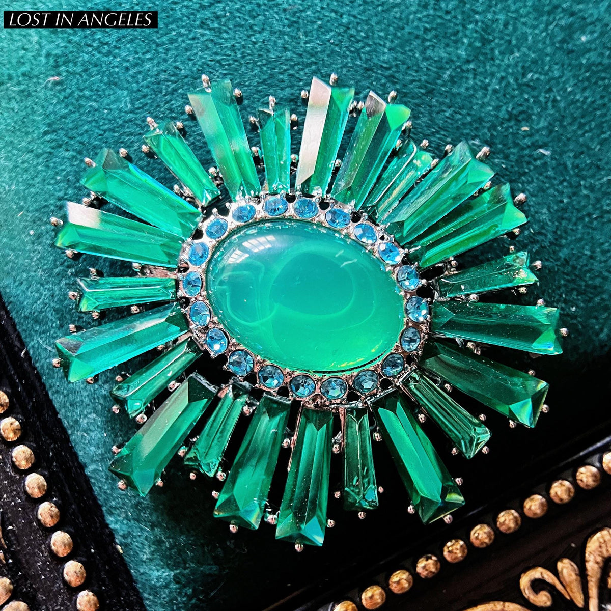 Victorian Emerald Floral Brooch: Vintage Inspired Statement Pin