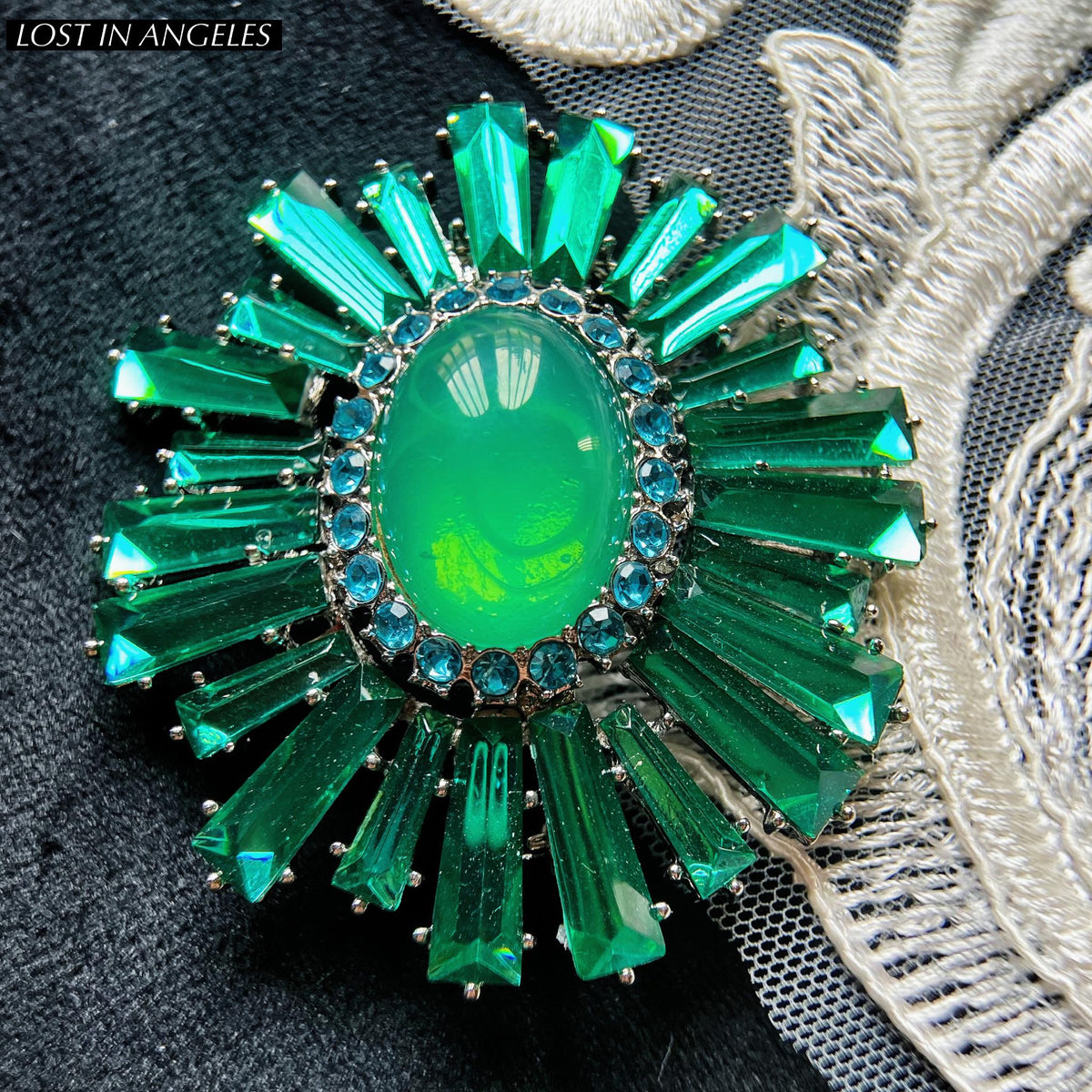 Victorian Emerald Floral Brooch: Vintage Inspired Statement Pin