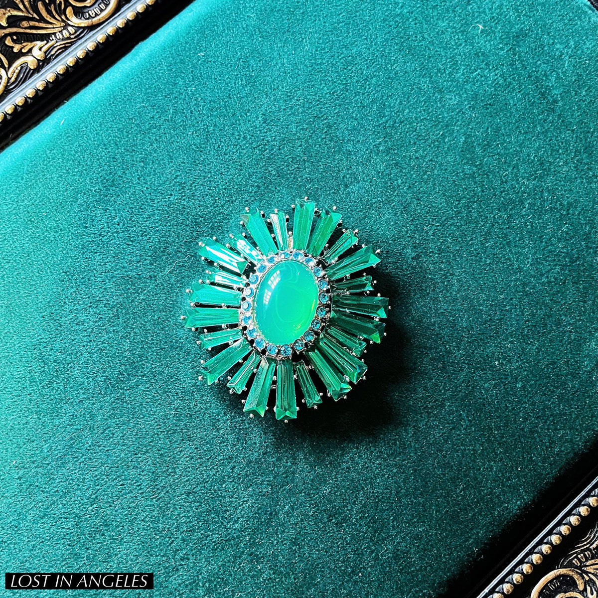 Victorian Emerald Floral Brooch: Vintage Inspired Statement Pin