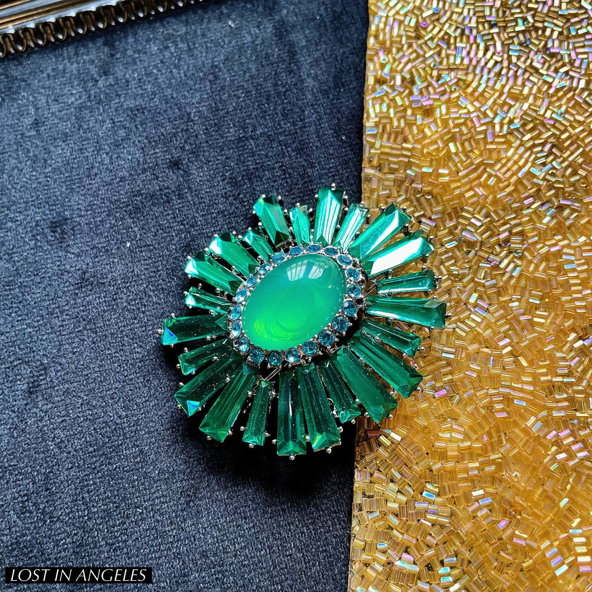 Victorian Emerald Floral Brooch: Vintage Inspired Statement Pin