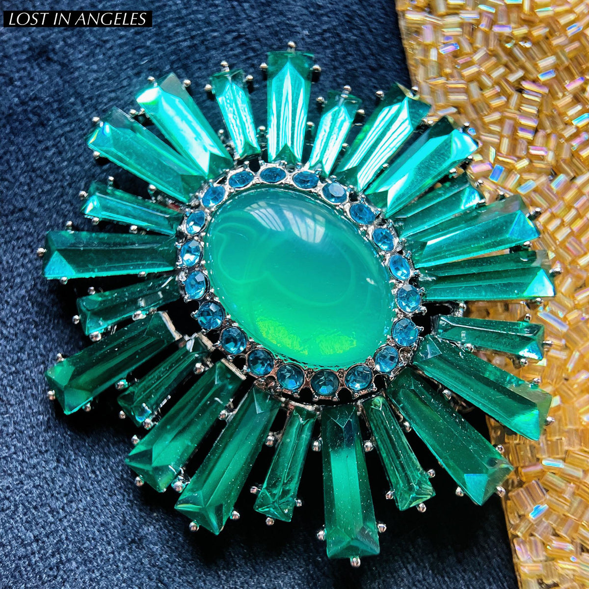 Victorian Emerald Floral Brooch: Vintage Inspired Statement Pin