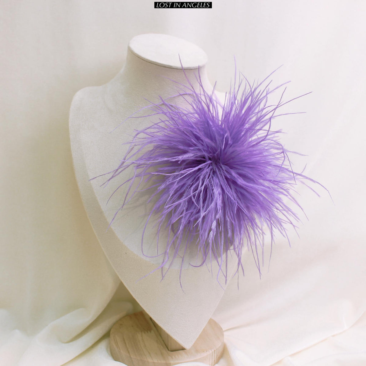 Handmade Violet Purple Feather Flower Brooch –Statement Floral Pin (5.9inches)