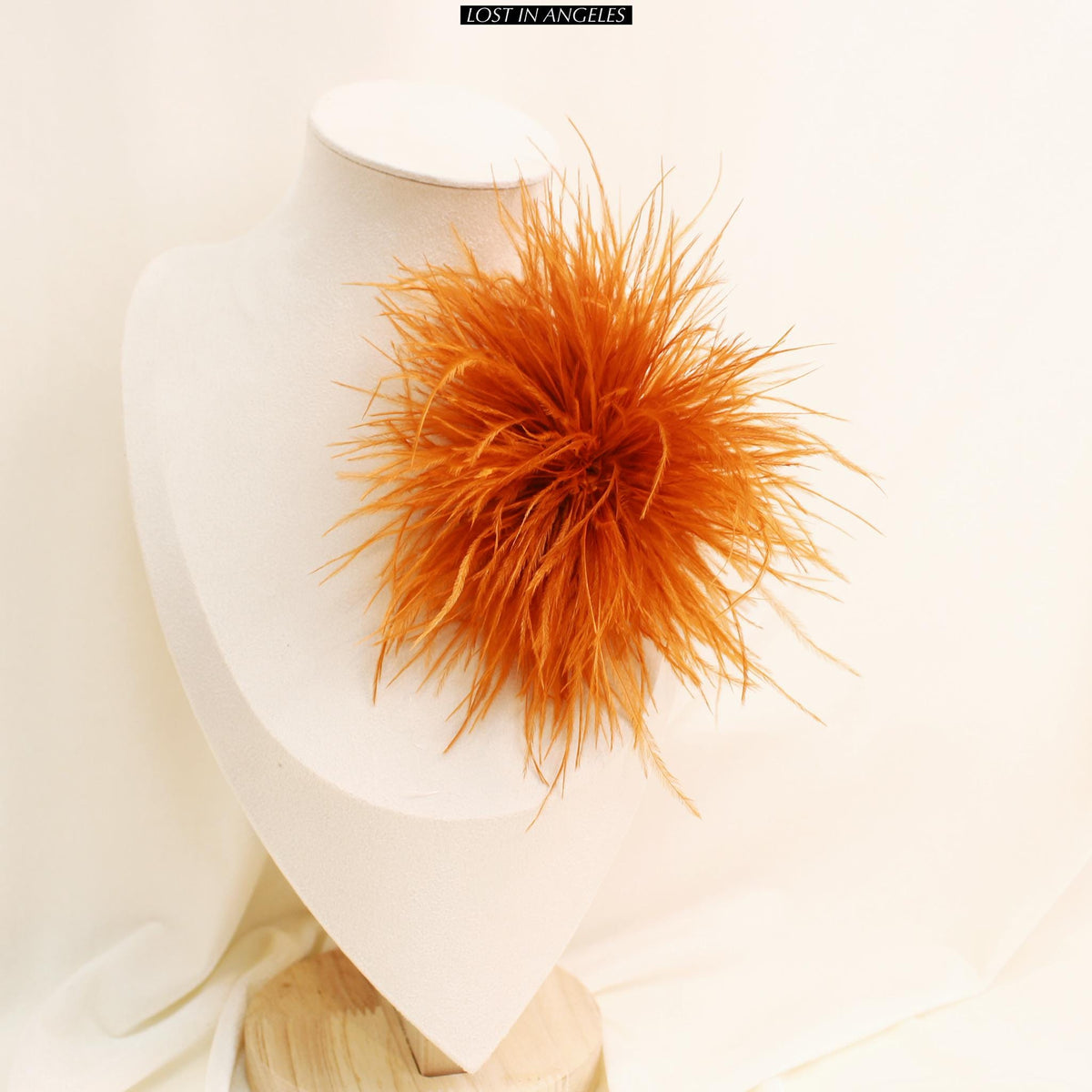 Handmade Orange Yellow Feather Flower Brooch – 5.9" Fascinator for Derby, Ascot, Weddings