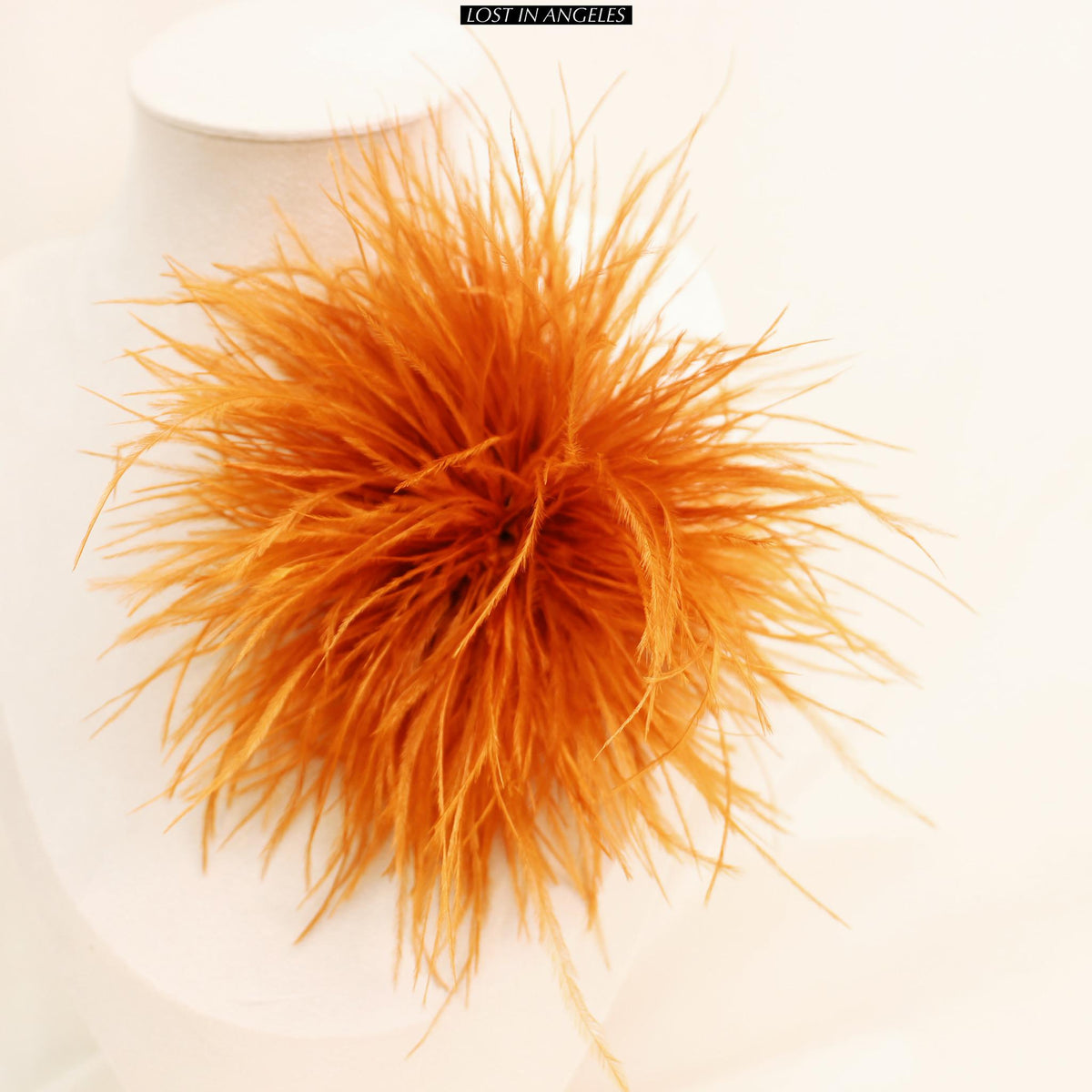 Handmade Orange Yellow Feather Flower Brooch – 5.9" Fascinator for Derby, Ascot, Weddings