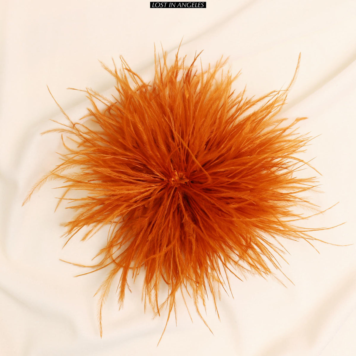 Handmade Orange Yellow Feather Flower Brooch – 5.9" Fascinator for Derby, Ascot, Weddings
