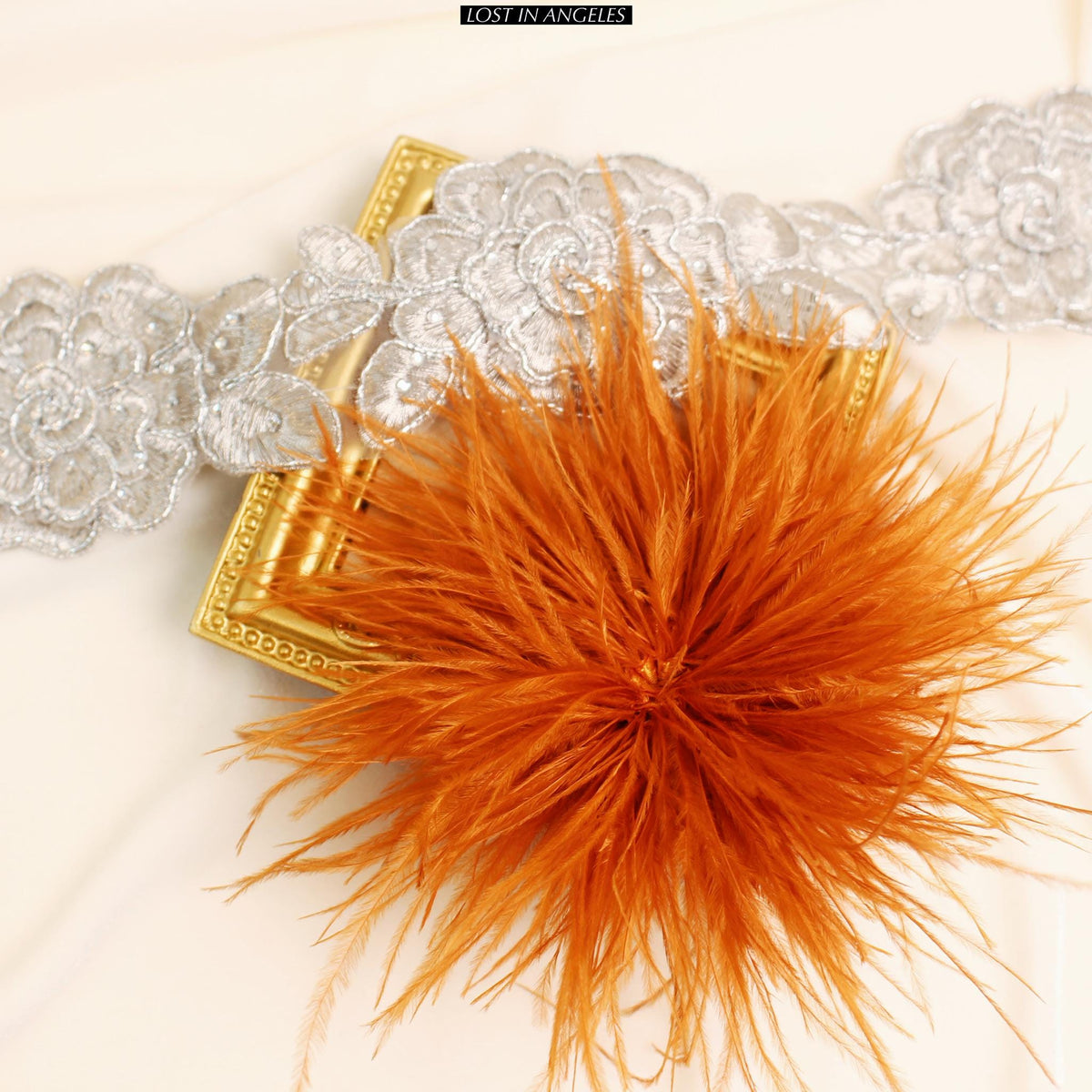 Handmade Orange Yellow Feather Flower Brooch – 5.9" Fascinator for Derby, Ascot, Weddings