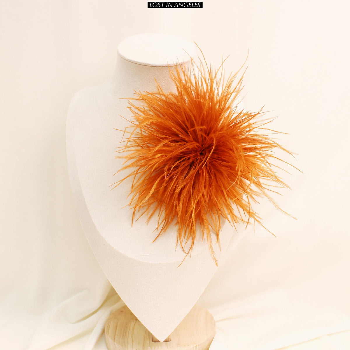 Handmade Orange Yellow Feather Flower Brooch – 5.9" Fascinator for Derby, Ascot, Weddings