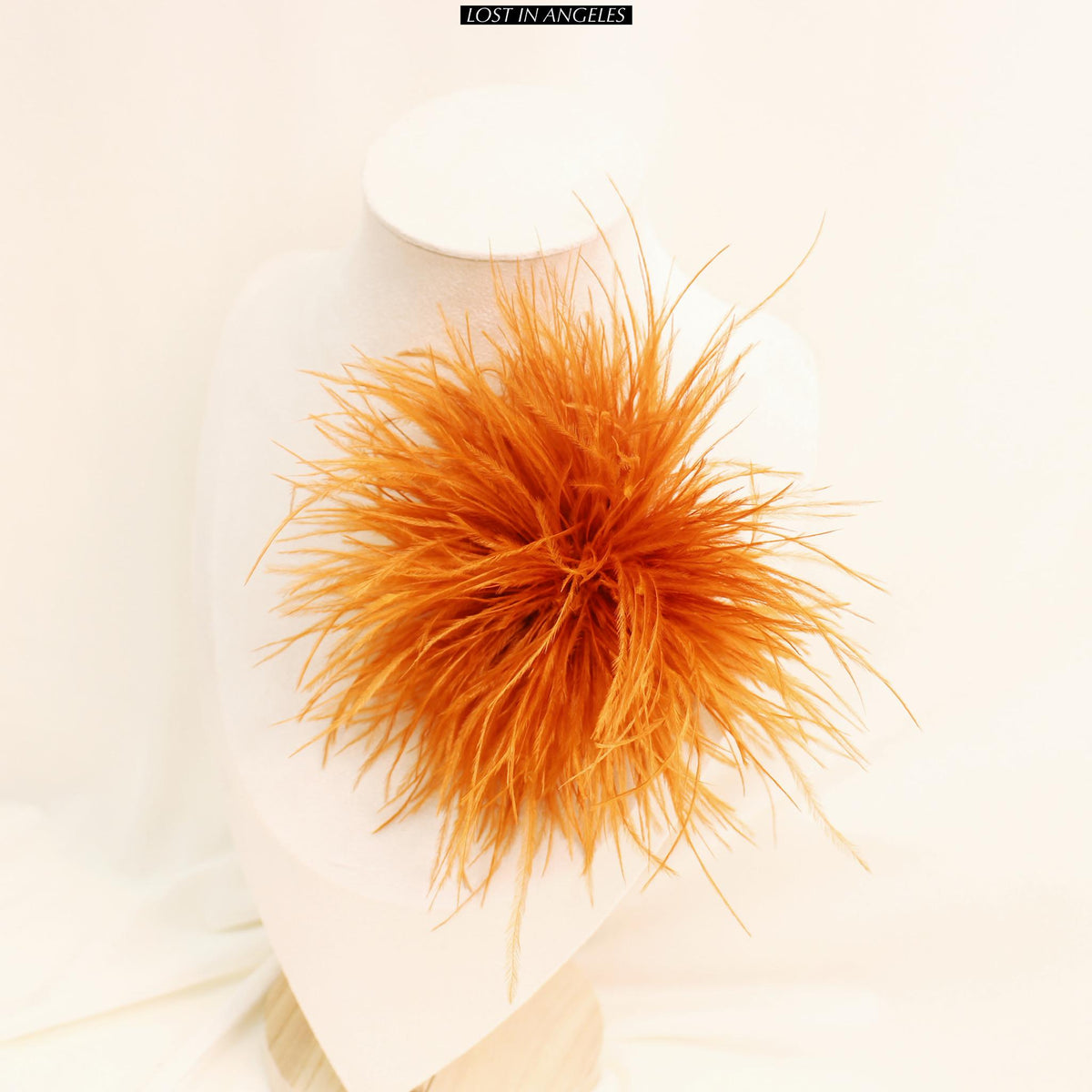 Handmade Orange Yellow Feather Flower Brooch – 5.9" Fascinator for Derby, Ascot, Weddings