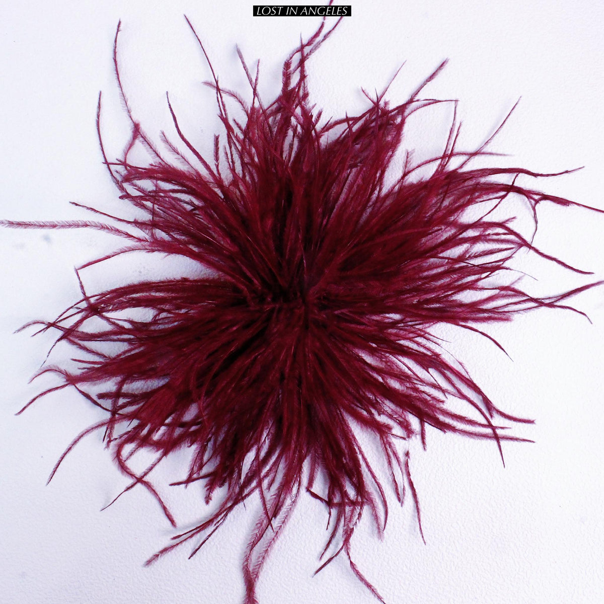 Handmade Burgundy Feather Flower Brooch – 5.9" Fascinator for Derby, Ascot, Weddings